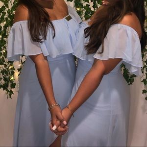 Light Blue Formal Long Strapless Dress